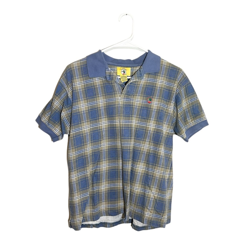 Duck‎ Head Vintage Kids Boys Plaid Polo Shirt Size Large 100% Cotton